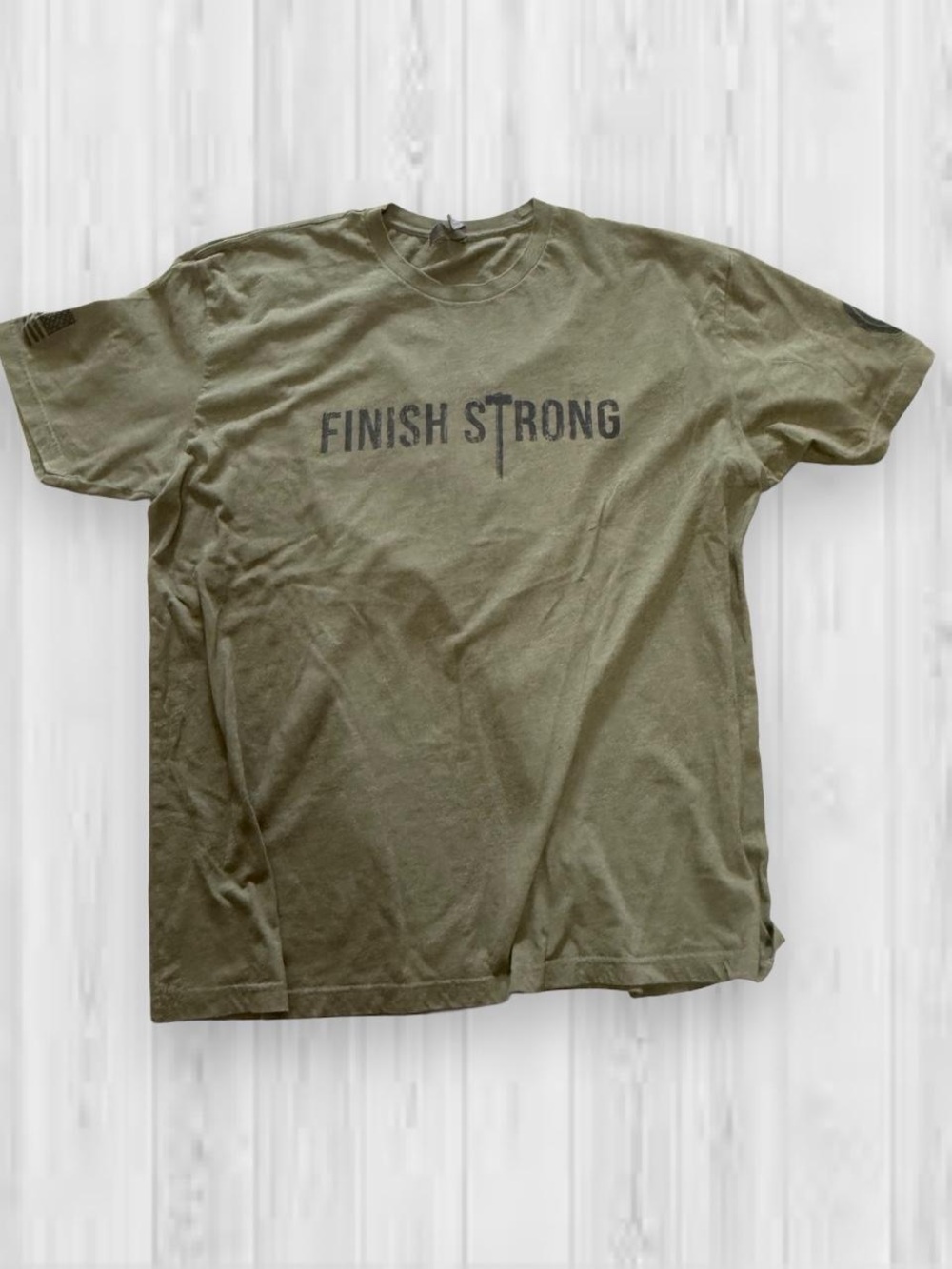 Finish Strong Olive Green Men's Crew Neck T-Shirt